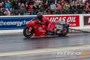 Mark Smith on his Suzuki 1700cc top fuel drag bike